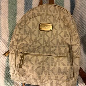 Michael Kors cream/tan Monogram Backpack